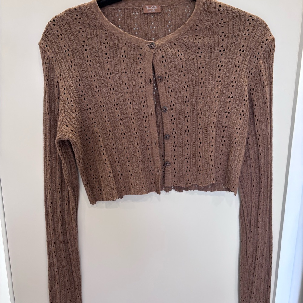 Brandy Melville Eyelet Cardigan John Galt SZ S Balletcore Coquette - Picture 2 of 5